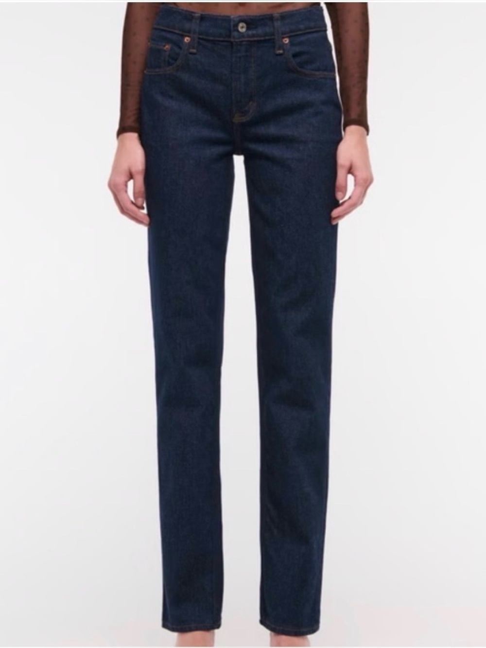 Abercrombie & Fitch Dark Blue Mid Rise 90s Straight Leg Jeans